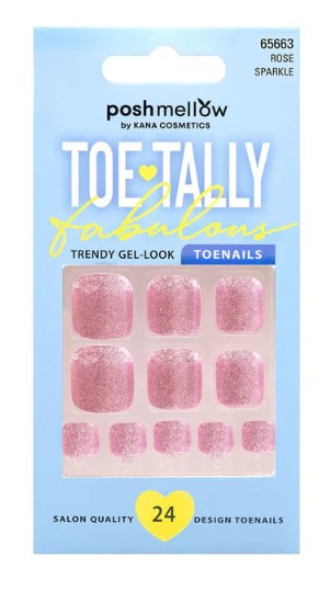 Poshmellow Toe•tally Fabulous Toenails – Rose Sparkle 65663 - ANNS BEAUTY SUPPLY